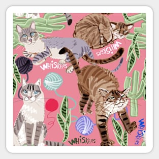 Ragdoll cats pattern pink Sticker